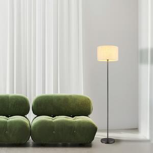 Globo Podna lampa Thea, krem/crna mat, lan, visina 160 cm, Bež, Dnevni boravak/blagovaonica, Tkanina / tekstil