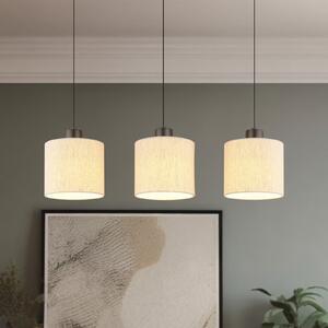 Globo Thea LED viseća lampa, duljina 74 cm, 3 žarulje, krem/mat crna, prigušiva, Bež, Dnevni boravak/blagovaonica, Tkanina / tekstil