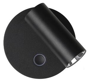 Viokef LED zidna lampa Tara, crna, Ø 9 cm, metalna, prigušiva, Crno, Dnevni boravak/blagovaonica, Metal, Svjetlo za čitanje