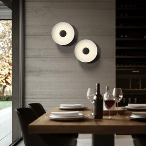 Linea Light LED stropna svjetiljka Basin_P, crna, metalna, Ø 48 cm, prigušiva, Crno, Dnevni boravak/blagovaonica, Aluminij