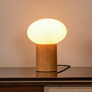 Lucide Birtle stolna lampa, visina 38 cm, bijela/svijetlo drvo, drvo/staklo, Drvo, Dnevni boravak/blagovaonica, Drvo