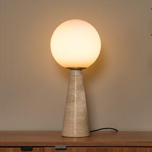 Lucide Stolna lampa Evin, krem boje, visina 46 cm, kamen/staklo, Bež, Dnevni boravak/blagovaonica, Kamen