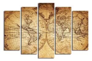 Višedijelna slika Big Map Of The World, 105 x 70 cm