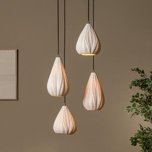 Lucide Cinzia viseća lampa, bijela/crna, Ø 55 cm, porculan, 4 žarulje., prigušiva, Bijela, Dnevni boravak/blagovaonica, Keramika