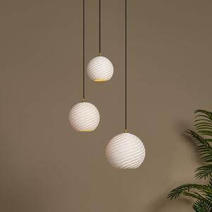 Lucide Viseća lampa Bina, duljine 45 cm, bijela/crna, porculan, 3 žarulje., prigušiva, Bijela, Dnevni boravak/blagovaonica, Keramika