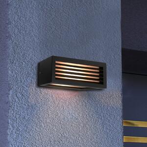 Deko-Light Rilongo vanjska zidna svjetiljka, prigušivač gore/dolje, aluminij, tamno siva, prigušiva, Crno, Aluminij, Zidna utičnica iznad/dolje