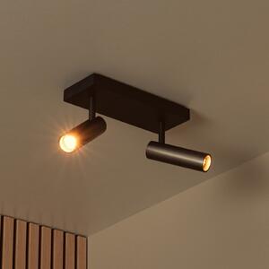 Lucide Stropni reflektor Grado, duljine 25 cm, sivi, metalni, 2 žarulje., prigušiva, Sivo, Dnevni boravak/blagovaonica, Aluminij