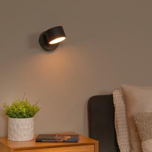 Lucide Gian LED zidna svjetiljka, crna, širine 11 cm, metalna, prigušiva, Crno, Dnevni boravak/blagovaonica, Metal