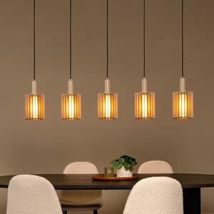 Lucide Viseća lampa Lambres, taupe boja, duljina 164 cm, staklo/metal, 5 žarulja., prigušiva, Bež, Dnevni boravak/blagovaonica, Staklo