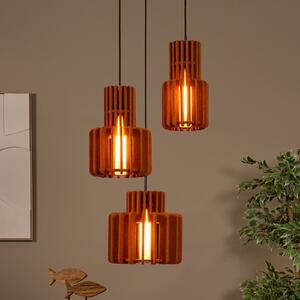 Lucide Viseća lampa Rollo, terakota, Ø 50 cm, tkanina/metal, 3 žarulje., prigušiva, Smeđa / hrđa, Dnevni boravak/blagovaonica, Tkanina / tekstil