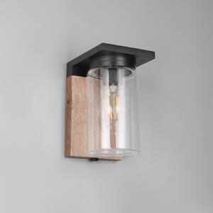 Trio Lighting ARDILA vanjska zidna svjetiljka, izgled drveta, visina 19 cm, metal/staklo, IP44, prigušiva, Drvo, Aluminij, Zidni kvadrat