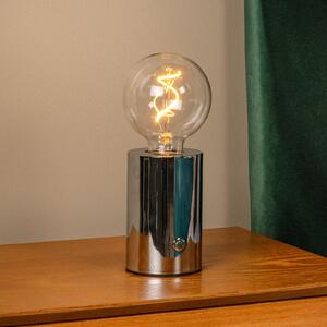 Lucide Vivo stolna lampa na baterije, kromirana, visina 22 cm, metalna, prigušiva, Metalik, Dnevni boravak/blagovaonica, Metal