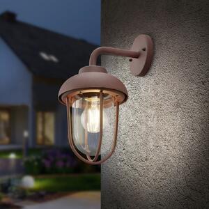 Trio Lighting DUERO vanjska zidna svjetiljka, boje hrđe, visina 33 cm, metal/staklo, IP44, prigušiva, Smeđa / hrđa, Aluminij, Zid okrugli