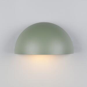 Trio Lighting MAAS vanjska zidna svjetiljka, zelena, širine 27 cm, metalna, IP44, prigušiva, Zelena, Aluminij, Zidna utičnica ispod