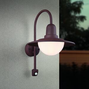 Trio Lighting NORMAN vanjska zidna svjetiljka s senzorskim aktiviranjem, boja hrđe, Ø 30 cm, prigušiva, Smeđa / hrđa, Aluminij, Zid okrugli