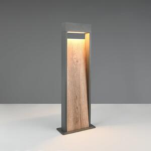 Trio Lighting LED staza SALMON, izgled drveta, visina 60 cm, metal, IP44, Drvo, Aluminij