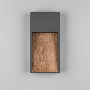 Trio Lighting LED vanjska zidna svjetiljka SALMON, izgled drveta, metal, visina 33 cm, IP44, Drvo, Aluminij, Zidna utičnica ispod