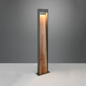 Trio Lighting LED staza SALMON, izgled drveta, visina 100 cm, metal, IP44, Drvo, Aluminij