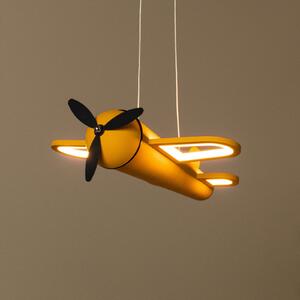 Lucide Fokker LED viseća svjetiljka za dječju sobu, žuta, duljina 46 cm, metalna, Žuta, rasadnik, Metal