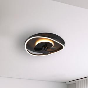 Reality Leuchten Sortland LED ventilator, DC, tihi, 50 cm, CCT, daljinski upravljač, prigušiva, Crno, Dnevni boravak/blagovaonica, Metal