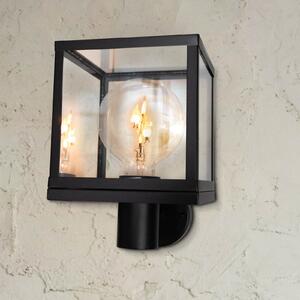 SEGULA Moderna vanjska zidna lampa, nehrđajući čelik, staklo, crna, E27, prigušiva, Crno, Nehrđajući čelik, Zidni kvadrat