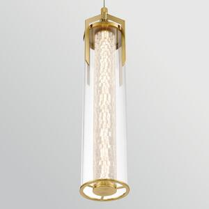 Quintiesse ESPADA LED viseća svjetiljka, brušeno zlato, Ø 15 cm metal/staklo, prigušiva, Zlato / mjed, Dnevni boravak/blagovaonica, Aluminij