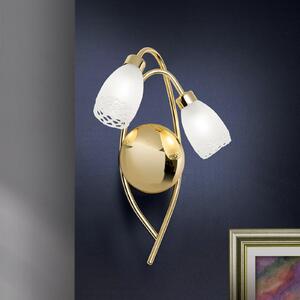 ORION CARLA zidna lampa, boje mesinga, visina 35 cm, metal/staklo, 2 žarulje., prigušiva, Zlato / mjed, Dnevni boravak/blagovaonica, Metal