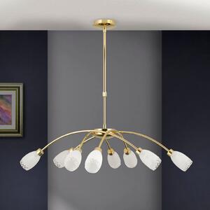ORION CARLA viseća lampa, boje mesinga, Ø 84 cm, metal/staklo, 8 žarulja., prigušiva, Zlato / mjed, Dnevni boravak/blagovaonica, Metal