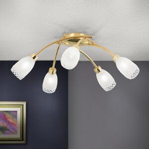 ORION CARLA stropna lampa, boje mesinga, Ø 60 cm metal/staklo, 5 žarulja., prigušiva, Zlato / mjed, Dnevni boravak/blagovaonica, Metal, Strop polukružni s prostorom