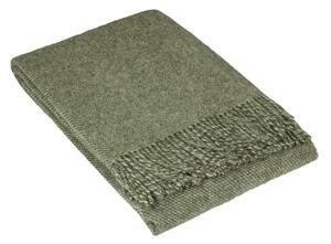 Tamnozeleni vuneni prekrivač LANZARETTI Premium, 140 x 200 cm