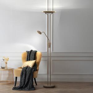 FISCHER & HONSEL Tallri LED podna lampa, siva, visina 180 cm, 2 žarulje, CCT dodirno prigušivanje, prigušiva, Smeđa / hrđa, Dnevni boravak/blagovaonica, Metal, Svjetlo za čitanje