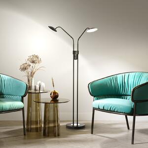 FISCHER & HONSEL Tallri LED podna lampa, crna, visina 135 cm, 2 žarulje, CCT dodirno prigušivanje, prigušiva, Crno, Dnevni boravak/blagovaonica, Metal