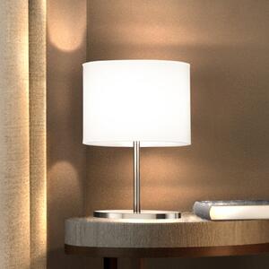 FISCHER & HONSEL Stolna lampa Modena, bijela/nikal, cican, visina 27 cm, E14, Bijela, Dnevni boravak/blagovaonica, Tkanina / tekstil