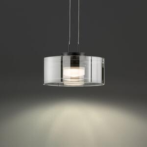 FISCHER & HONSEL LED viseća svjetiljka LAVIN, crna/dimljena, Ø 20 cm metal/staklo dim., prigušiva, Sivo, Dnevni boravak/blagovaonica, Metal