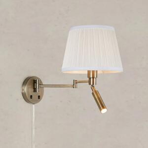 Markslöjd Zidna lampa Pivot, prirodno bijela/boja mesinga, 43 cm, 2 žarulje., Zlato / mjed, Dnevni boravak/blagovaonica, Tkanina / tekstil