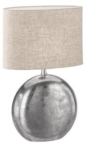 FISCHER & HONSEL Stolna lampa Chambéry, pijesak/nikal, visina 53 cm, lan/metal, Bež, Dnevni boravak/blagovaonica, Tkanina / tekstil