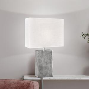 FISCHER & HONSEL Amiens stolna lampa, bijela/nikl, visina 50 cm, lan/metal, Bijela, Dnevni boravak/blagovaonica, Tkanina / tekstil