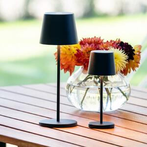 Konstsmide Vence LED punjiva stolna lampa, visina 32 cm, crna, IP54, USB, prigušiva, Crno, Dnevni boravak/blagovaonica, Aluminij