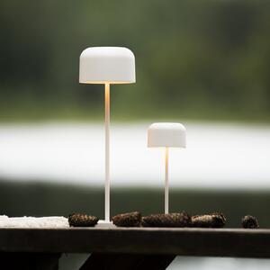 Konstsmide LED punjiva stolna lampa Lille, visina 20 cm, bijela, IP54, USB, prigušiva, Bijela, Dnevni boravak/blagovaonica, Aluminij