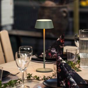 Konstsmide Menton LED punjiva stolna lampa, zelena, visina 27 cm, IP54, USB, prigušiva, Zelena, Dnevni boravak/blagovaonica, Metal