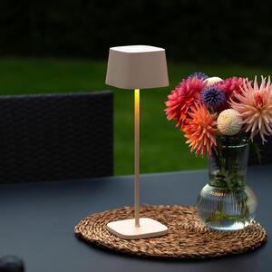 Konstsmide Capri LED stolna lampa na baterije, visina 36 cm, boje pijeska, IP54, prigušiva, Bež, Dnevni boravak/blagovaonica, Metal