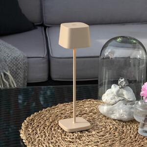 Konstsmide Capri LED stolna lampa na baterije, visina 25 cm, boje pijeska, IP54, prigušiva, Bež, Dnevni boravak/blagovaonica, Metal