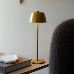 Konstsmide Eze LED punjiva stolna lampa, mat zlatna, 32 cm, IP54, USB, prigušiva, Zlato / mjed, Dnevni boravak/blagovaonica, Aluminij
