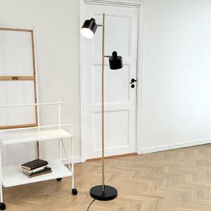 Dyberg Larsen Ocean podna lampa, crna/mesing, 2 žarulje., Crno, Dnevni boravak/blagovaonica, Metal