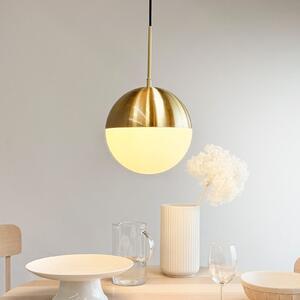 Dyberg Larsen viseća svjetiljka Nova D25, opal/mesing, metal, prigušiva, Zlato / mjed, Dnevni boravak/blagovaonica, Metal