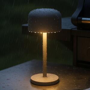 FH Lighting Finley LED punjiva stolna lampa, pješčano siva, visina 22 cm, metalna, IP54, prigušiva, Sivo, Metal
