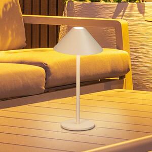FH Lighting Prato LED stolna lampa na baterije, boje pijeska, visine 25 cm, metalna, IP54, prigušiva, Bež, Metal