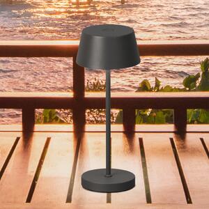 FH Lighting Sienna Pro LED punjiva stolna lampa, pješčano siva, 24 cm, metalna IP54, prigušiva, Sivo, Metal