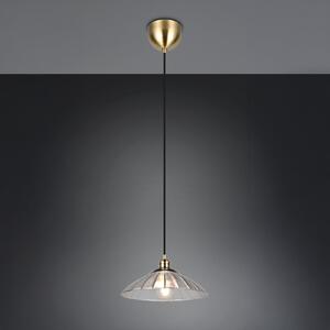 Reality Leuchten Eluna viseća lampa, prozirna/stari mesing Ø 30 cm staklo/metal 1 žarulja., prigušiva, Bronca / stari mesing, Dnevni boravak/blagovaonica, Metal
