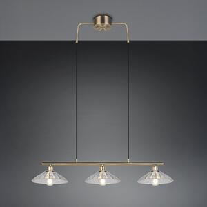 Reality Leuchten Eluna viseća lampa, prozirna/stari mesing, 100 cm staklo/metal, 3 žarulje., prigušiva, Bronca / stari mesing, Dnevni boravak/blagovaonica, Metal